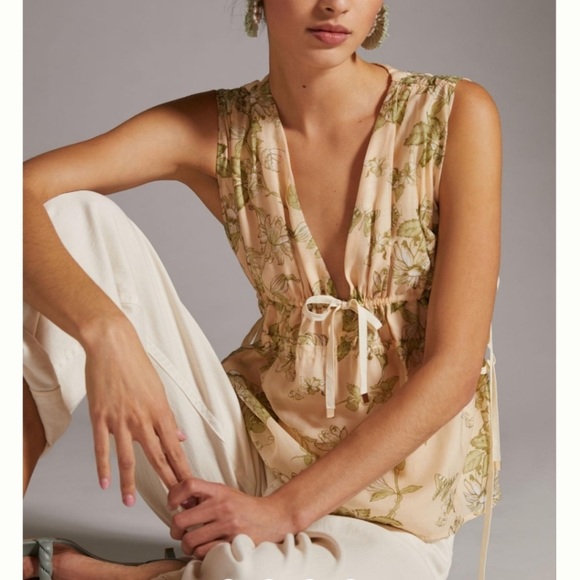 NWT Anthropologie Mon Renn Sleeveless Neutral Motif Blouse Size XS - Picture 15 of 16